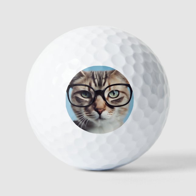 Pelotas De Golf Gato vistiendo gafas (Anverso)