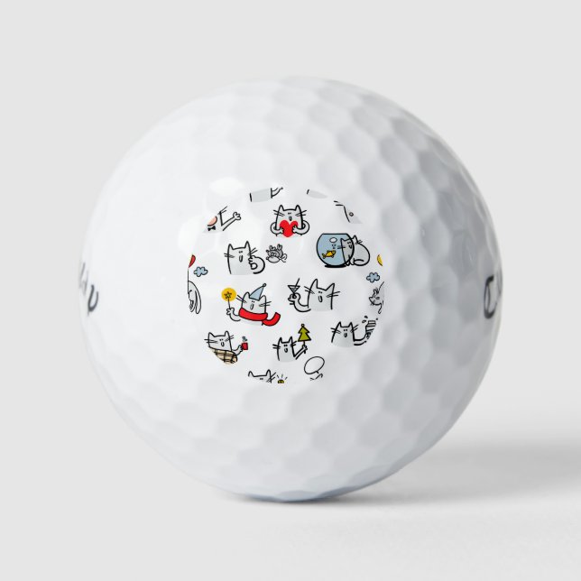 Pelotas De Golf Gatos divertidos, leche y magia. (Anverso)