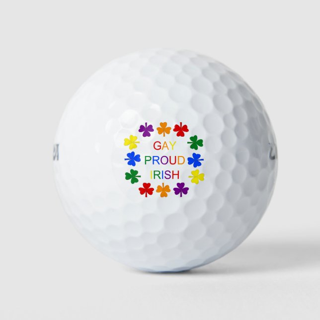 Pelotas De Golf Gay Proud Irlandés LGBT Rainbow Shamrock (Anverso)