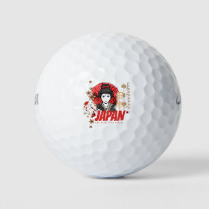 Pelotas De Golf Geisha japonesa vintage con bandera Koi y alma de