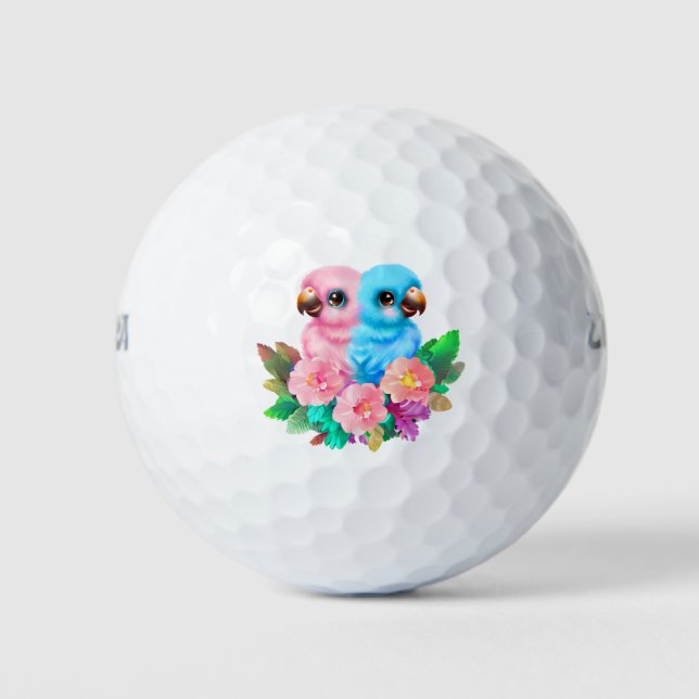 Pelotas De Golf Gemelos de loro para bebés (Anverso)