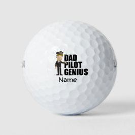 Pelotas De Golf Genio de papá piloto con uniforme para golfer