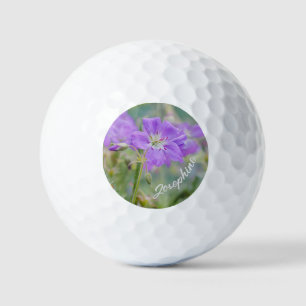 Pelotas De Golf Geranio Violeta Flor Silvestre Bonita Flor Y Nombr