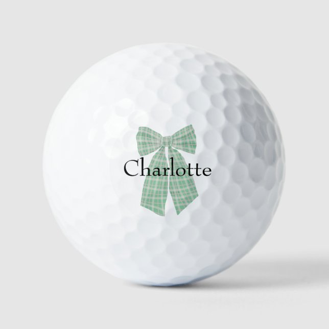 Pelotas De Golf Gingham Romantic Coquette Bow personalizado (Anverso)