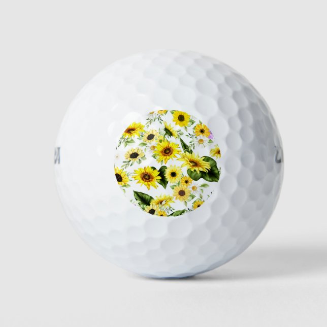 Pelotas De Golf Girasol al acuarela 7 (Anverso)