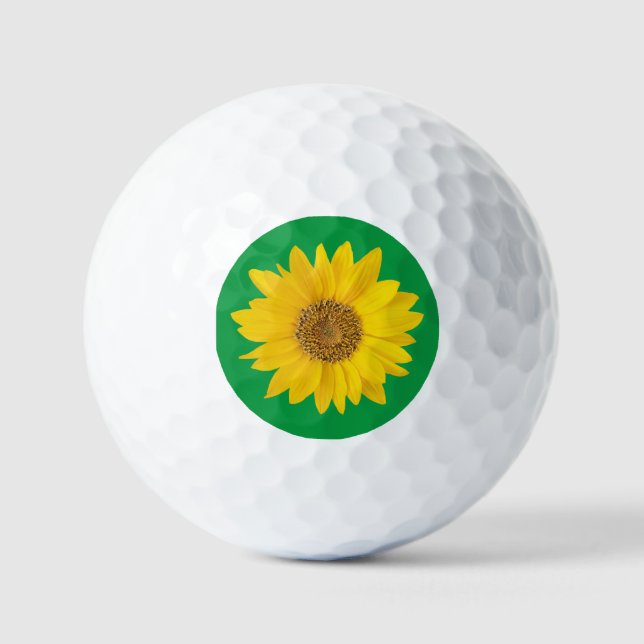 Pelotas De Golf Girasol amarillo en verde brillante (Anverso)