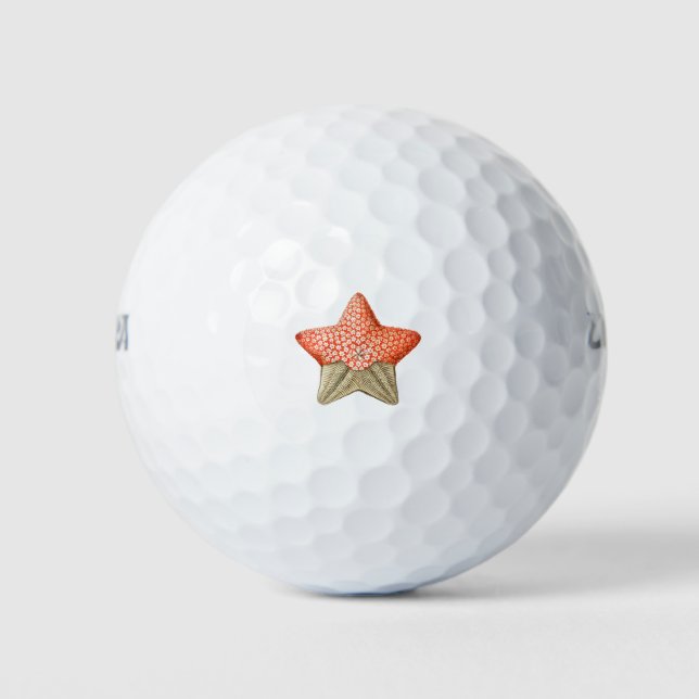 Pelotas De Golf Girly Naranja Gold Starfish (Anverso)