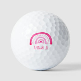 Pelotas De Golf Girly Pink Rainbow Primer nombre