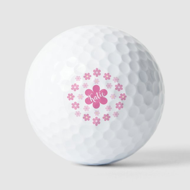 Pelotas De Golf Glam de flor rosa (Anverso)