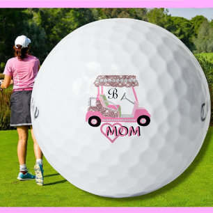 Pelotas De Golf Glam Glitz Monograma Rosa Dorado Mamá 