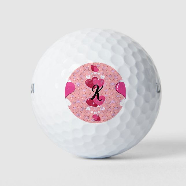 Pelotas De Golf glitter pink heart vibrant romantic wallpaper (Anverso)
