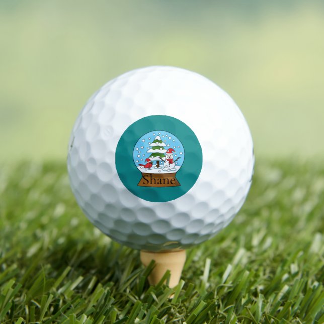 Pelotas De Golf Globe w Cardinal Snowman & Pine Tree | Personaliza (Camiseta in situ)