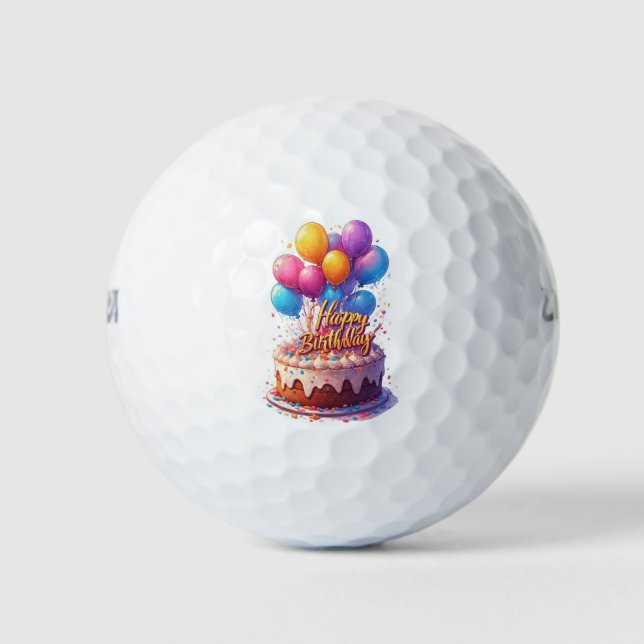 Pelotas De Golf Globos de Feliz Cumpleaños (Anverso)