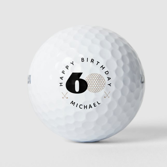 Pelotas De Golf Gold And Black 60th birthday Golf Balls  (Anverso)