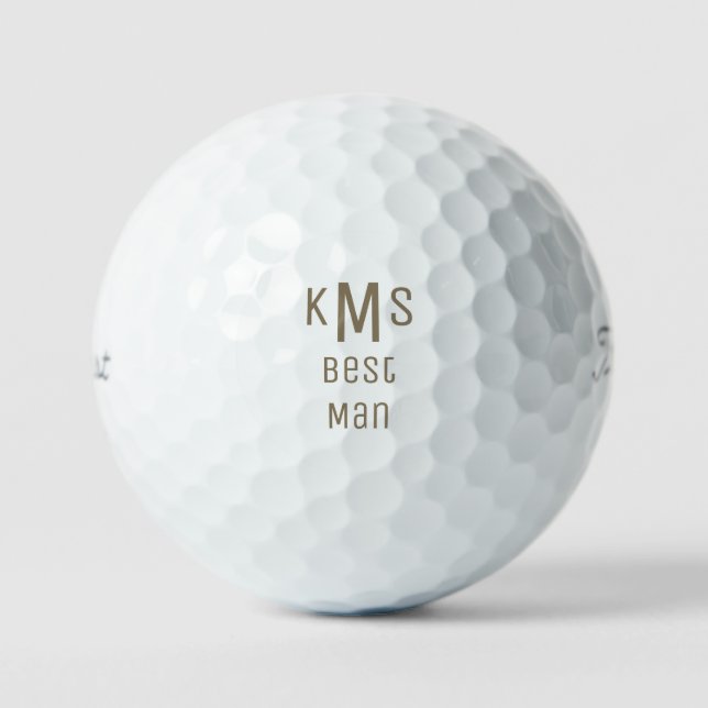 Pelotas De Golf Gold Bold Font Mejor Hombre Monograma Titular Pro  (Anverso)