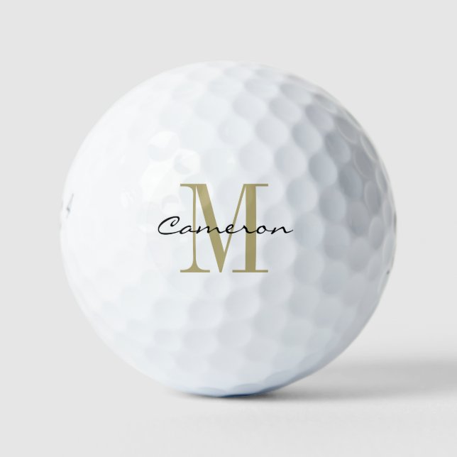 Pelotas De Golf Gold Monograma inicial y nombre regalo personaliza (Anverso)