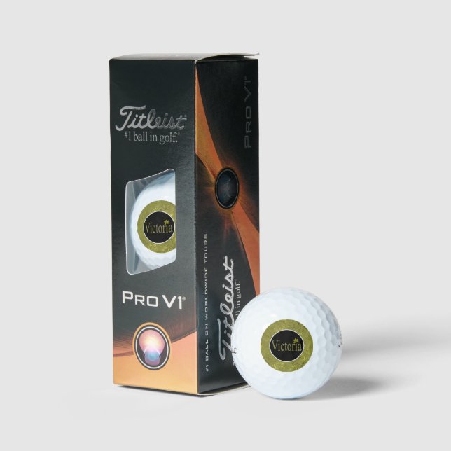 Pelotas De Golf Golden Flecks Victoria Name Design, (Embalaje)