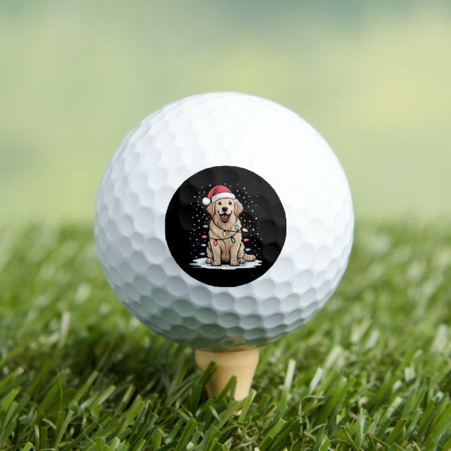 Pelotas De Golf Golden Retriever Santa Christmas Tree Lights (Camiseta in situ)