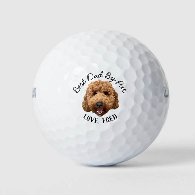 Pelotas De Golf Goldendoodle Personalizado Golf Ball Mejor Dad by  (Anverso)