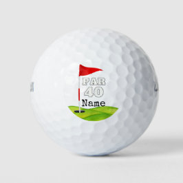 Pelotas De Golf Golf 40 Aniversario al golfista con bandera de gol