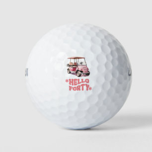 Pelotas De Golf Golf 40 cumpleaños con una mujer de carrito rosa g