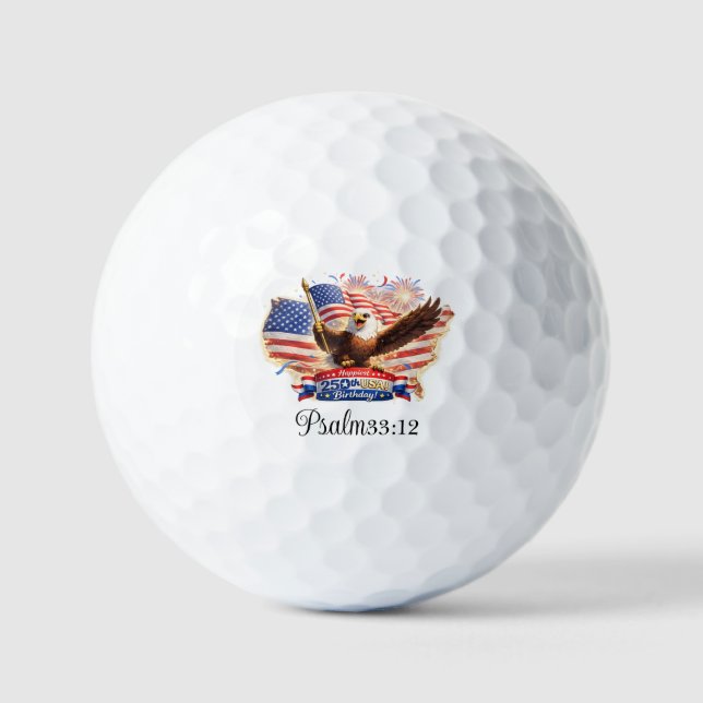 Pelotas De Golf Golf Ball Blessed  Happy 250th Birthday USA! (Anverso)