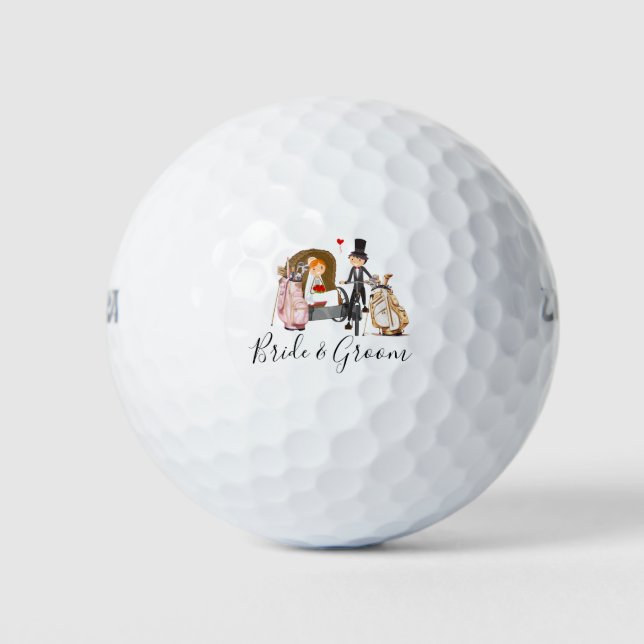 Pelotas De Golf Golf Bride y Groom Boda (Anverso)
