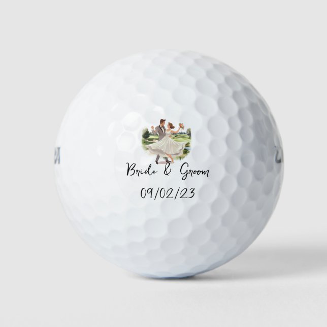 Pelotas De Golf Golf Bride y Groom Boda (Anverso)