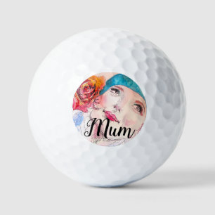 Pelotas De Golf Golf de Mamá de flor acuática Rosa mujer