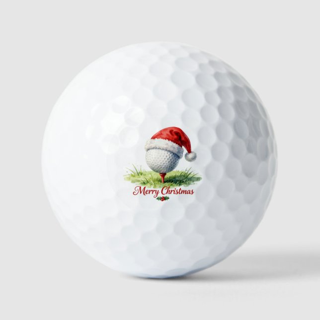 Pelotas De Golf Golf de Navidad con sombrero de Santa (Anverso)