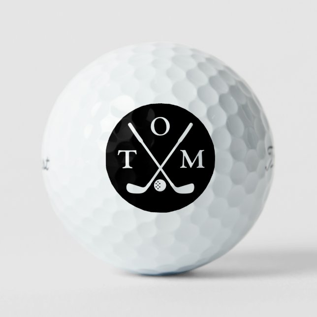 Pelotas De Golf Golf Elegant Modern Monogram Typography Name (Anverso)