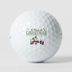 Pelotas De Golf Golf Feliz Navidad con carrito de golf y cerveza