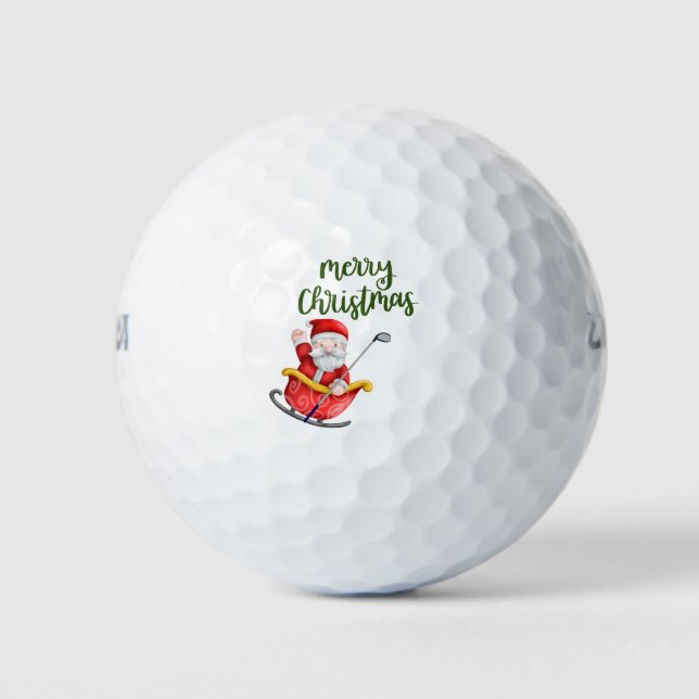Pelotas De Golf Golf Feliz Navidad con el golf de Santa Claus (Anverso)