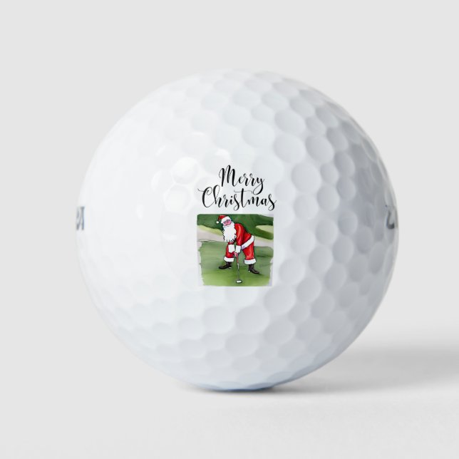 Pelotas De Golf Golf Feliz Navidad con Santa Claus (Anverso)
