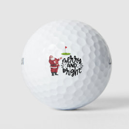 Pelotas De Golf Golf Feliz Navidad con Santa Claus en la bandera G