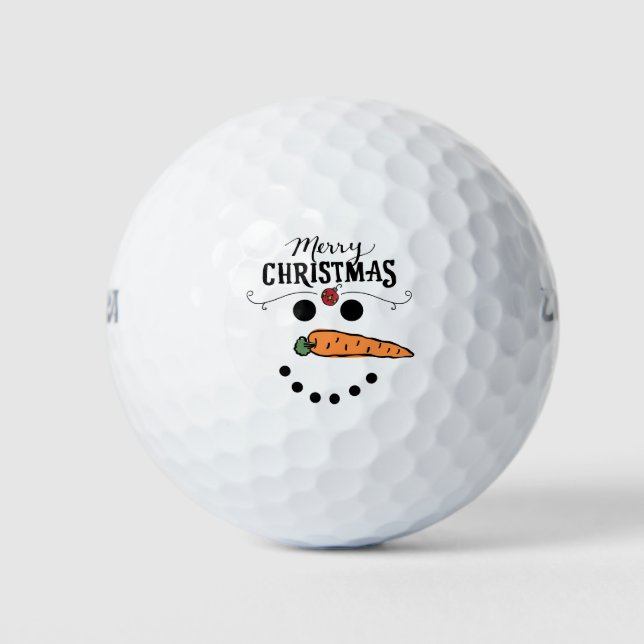 Pelotas De Golf Golf Feliz Navidad con Snowman Funny (Anverso)