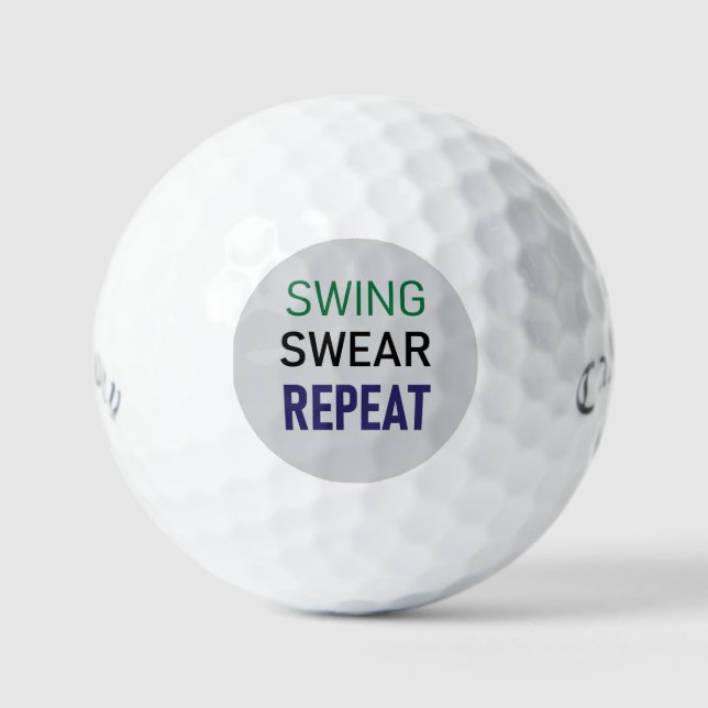Pelotas De Golf Golf Gag Gift – Swing Swear Repeat  (Anverso)