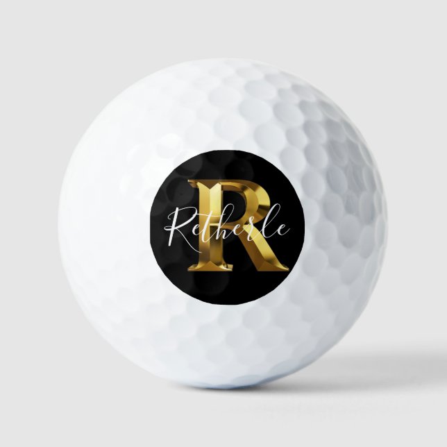 Pelotas De Golf Golf Golden  monogram name & initial golf balls (Anverso)
