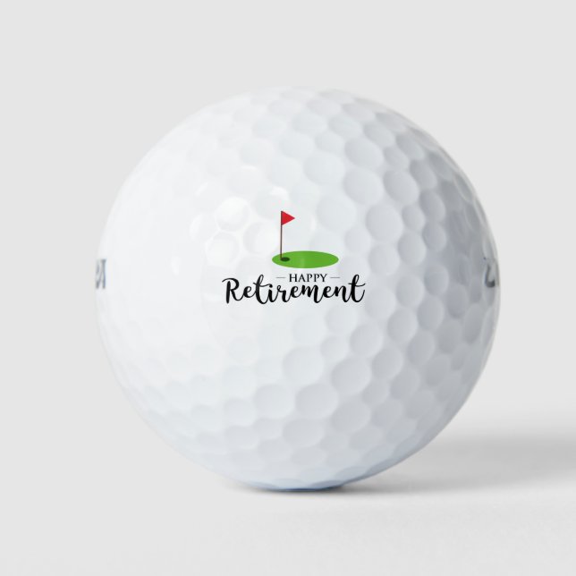 Pelotas De Golf Golf Happy Retirement con bandera de golf (Anverso)