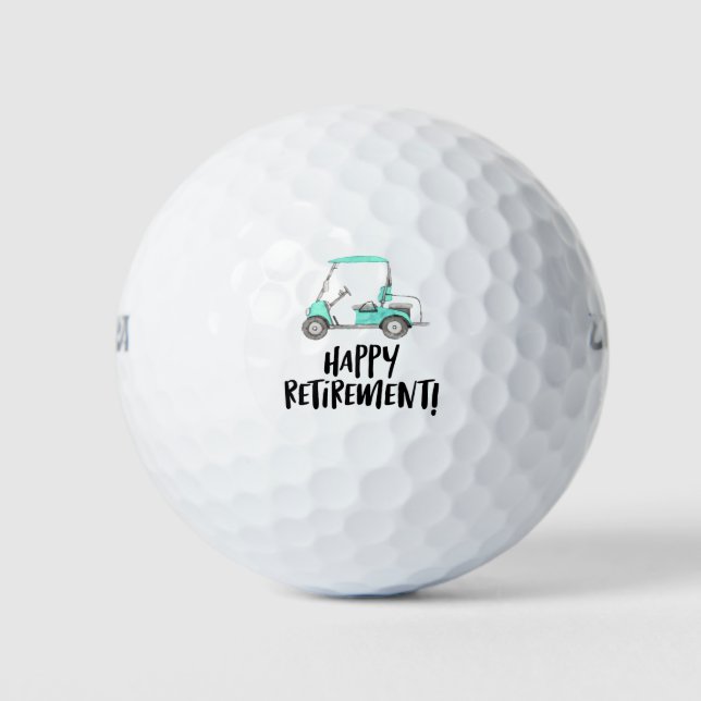 Pelotas De Golf Golf Happy Retirement con carrito de golf (Anverso)