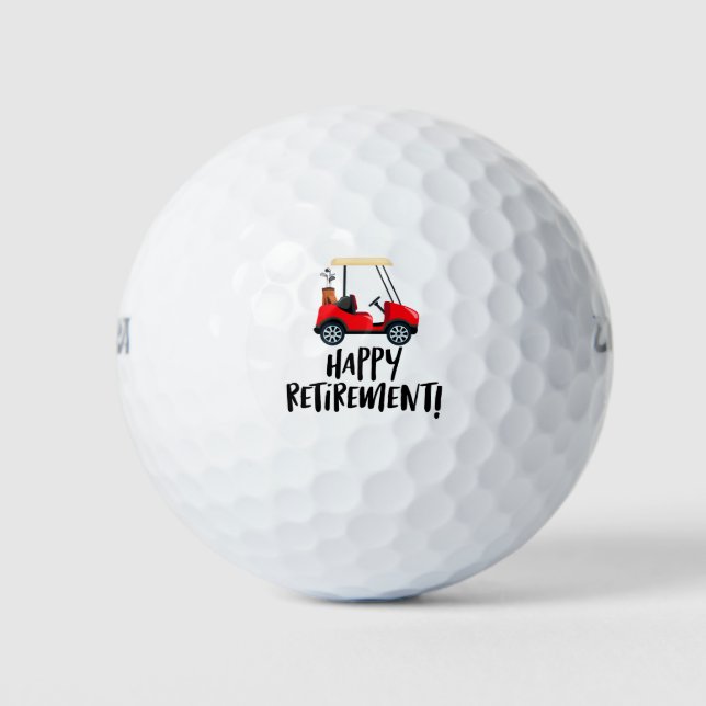 Pelotas De Golf Golf Happy Retirement con carrito de golf (Anverso)