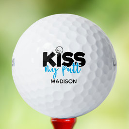 Pelotas De Golf Golf Kiss My Putt Funny Modern Nombre Personalizad
