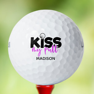 Pelotas De Golf Golf Kiss My Putt Funny Modern Nombre Personalizad