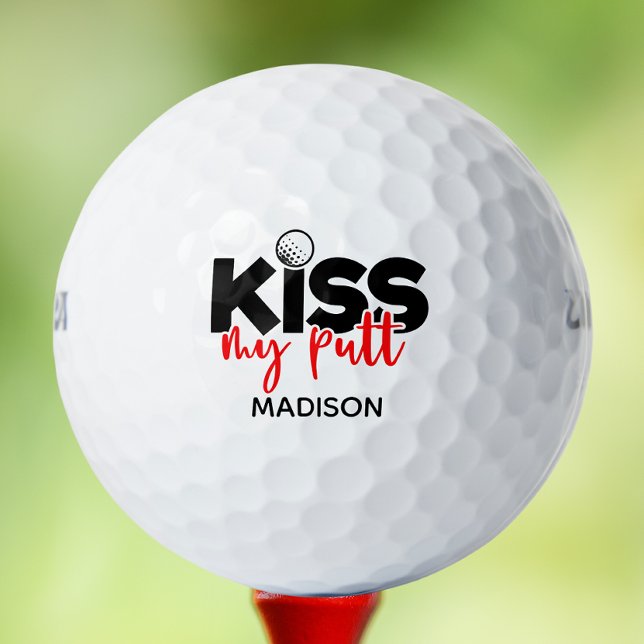 Pelotas De Golf Golf Kiss My Putt Funny Modern Nombre Personalizad (Subido por el creador)