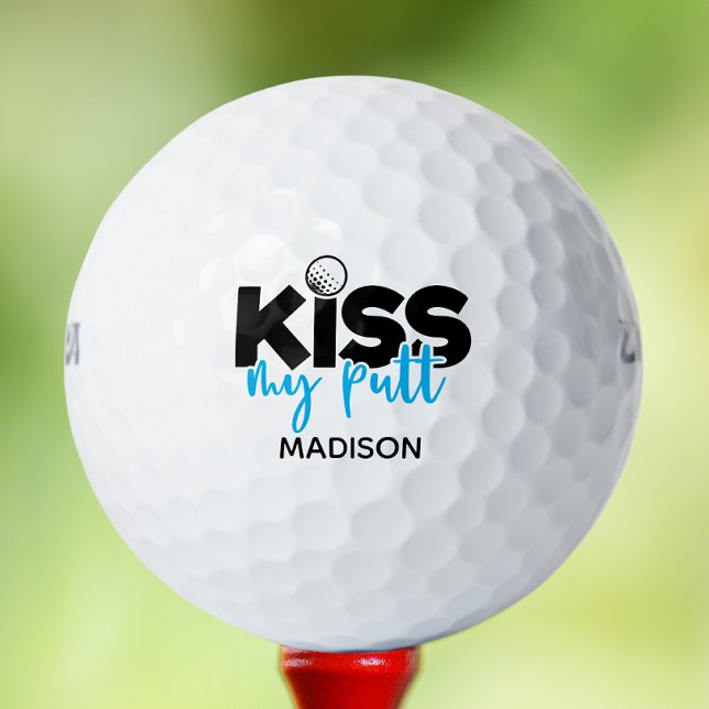 Pelotas De Golf Golf Kiss My Putt Funny Modern Nombre Personalizad (Subido por el creador)