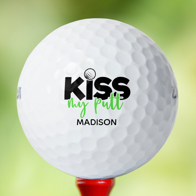 Pelotas De Golf Golf Kiss My Putt Funny Modern Nombre Personalizad (Subido por el creador)