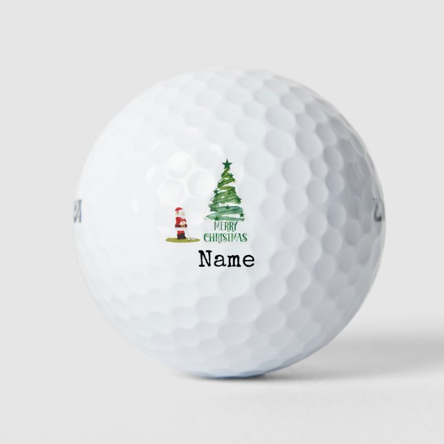 Pelotas De Golf Golf Santa Claus con árbol de Navidad (Anverso)