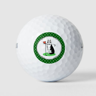 Pelotas De Golf Golf Siberian Husky (negro) Perro jugando Cute Gra