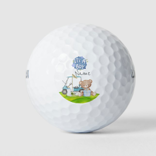 Pelotas De Golf Golf Teddy Bear es un chico para Baby Shower (Anverso)