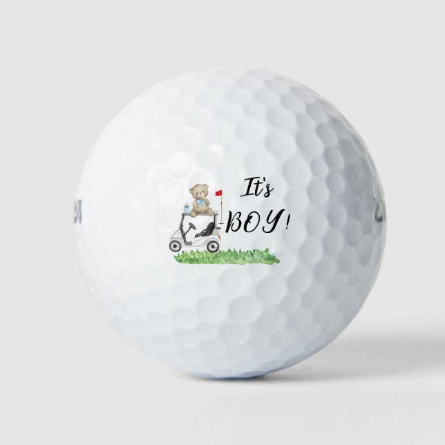 Pelotas De Golf Golf Teddy Bear es un chico para Baby Shower (Anverso)